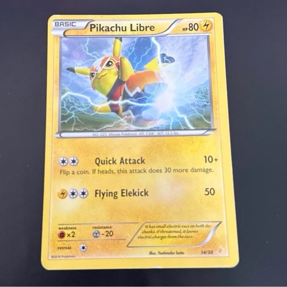 Pikachu Libre XY Trainer kit 14/30 Rare year 2016 Reverse art non-holo NM